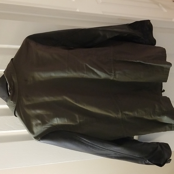 Reitman's Xl dark green olive with black pleather sleeves jacket - Picture 4 of 4